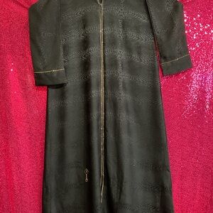 Elegant Black Long Coat with Gold Accents